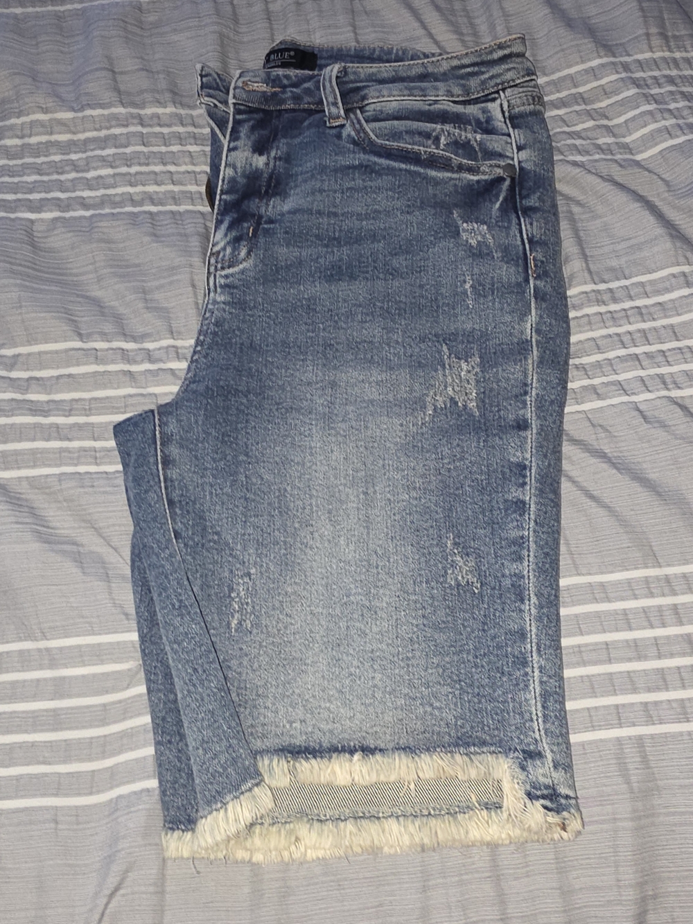 Judy Blue Light Blue Frayed Hem Bermuda Jean Shorts